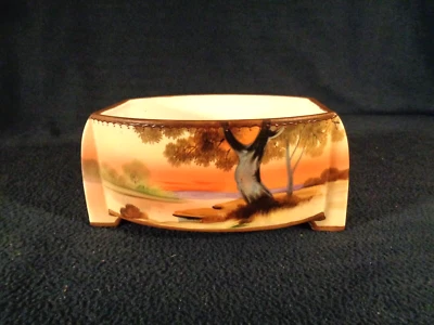 Hand Painted Nippon Scenic Woodland Planter Green Morimura Mark 1911/21 - Image 1 of 4