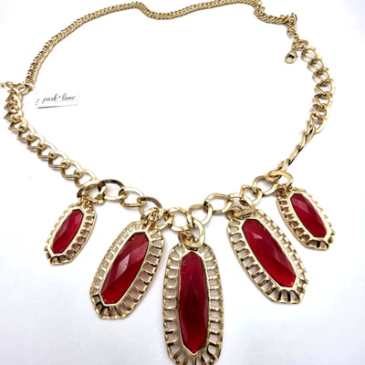 Collar babero dorado llamativo rojo facetado cuelga fiesta de vacaciones audaz grueso regalo Foto 1 de 4