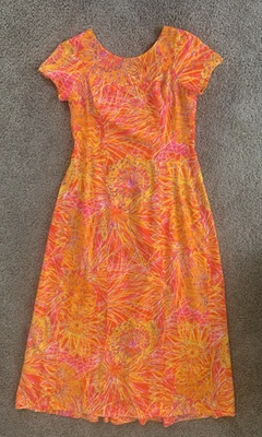 Maxi Vestido De Colección Años 60 Hecho en Hawaii Abstracto Mod Hawaiano Aloha Colorido-36" Pecho Foto 1 de 4