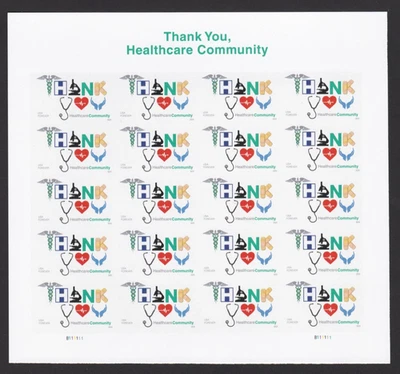 2024 Imperf Thank You Health Care Community Forever Panel de 20 5947a Imperforado Foto 1 de 2