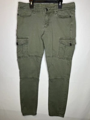 Calça Feminina Seven 7 Cargo Slim Fit Bolsos Verdes Utilitário Cônico Tamanho 12 - Imagem 1 de 4