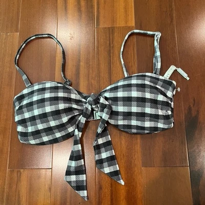 Biquíni Seafolly preto branco cinza xadrez xadrez xadrez Gingham tamanho 10 - Imagem 1 de 3