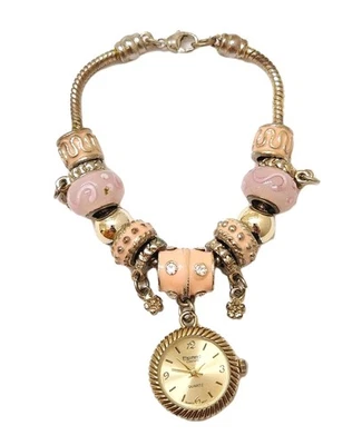 Reloj Pulsera Figaro Couture Oro Dijes Rosa Amarillo Vintage Plata Esterlina 7" Foto 1 de 4