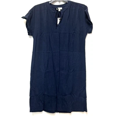 Style & Co Womens L Industrial Blue Woven Short Sleeve Shirt Dress NWT DB21 - Image 1 of 4