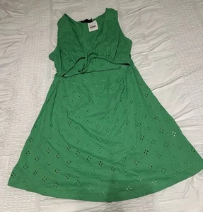 ASOS Design Green Apple Eyelet Open Front Dress Women’s US Size 8 NWT Stretch - Picture 1 of 10