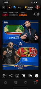 DIGITAL Topps WWE Slam Crown Jewel 25 Dawkins & Montez Ford Blue Double Relic - Picture 1 of 2
