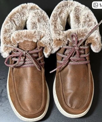 Bobs Skechers Brown Ankle Boots W/ Fur Lining Memory Foam - Image 1 of 4