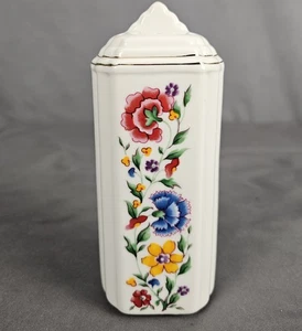 Tarro en polvo floral de porcelana vintage canela azúcar coctelera talco 6,5" de alto - Imagen 1 de 8