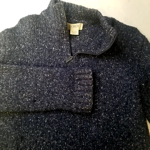 J Crew Long Sleeve Men's M 4 Zip Blue Sweater Mock Neck - Picture 1 of 10