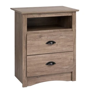 2 Drawer Nightstand: Elegant Bedroom Furniture Bedside Table with Open Shelf 23. - Picture 1 of 6
