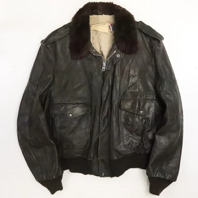 Jaqueta Bombardeiro de Voo Vintage Schott NYC Couro Tamanho 50 - Imagem 1 de 4