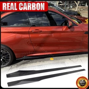 REAL Carbon Fiber Side Skirts Extension Lip Spoiler FOR 2016-2020 BMW F87 M2 M2C - Picture 1 of 16