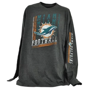 NFL Miami Dolphins Logo Fútbol Manga Larga Carbón Adultos Camiseta Camiseta - Imagen 1 de 3