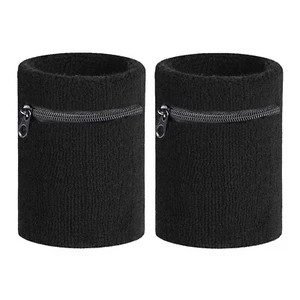 2 Stück Sport Dick Einfarbig Armband mit Reißverschluss/Handgelenk Geldbörse Mehrfarbig... - Bild 1 von 6