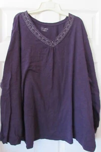 CATHERINE 34/36W 5X purple long sleeve shirt blouse top w/sequins - Picture 1 of 4