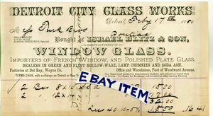 1880 DETROIT CITY GLASS WORKS Michigan ISRAEL BLITZ & SON Steinfeld BILLHEAD - Picture 1 of 1
