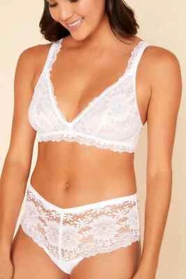 Sujetador Bralette Cosabella CAMPANIA Blanco Triángulo Inalámbrico y Panty V-Hipster - S Foto 1 de 4