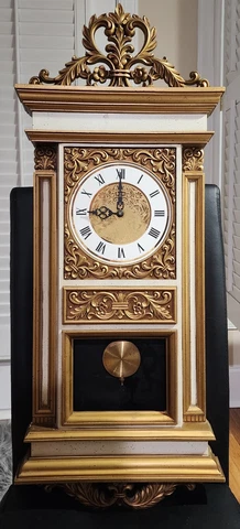Vintage,1960s, Mid Late Century Modern Syroco #1555 Ornate Wall Clock Battery Cover