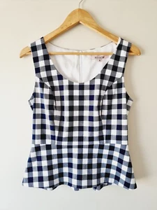 REVIEW Blue & White Check Sleeveless Bodice Top SIZE 10 vintage pin up - Bild 1 von 4