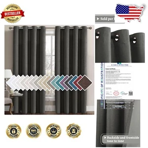 Luxury Blackout Drapes in Heather Charcoal Gray - 108" Long for Modern Homes - Picture 1 of 11