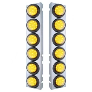 Peterbilt Air Cleaner Bracket 9 LED 2" Lights & Grommets - Amber LED/Amber Lens - Picture 1 of 6