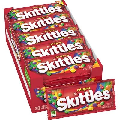 SKITTLES Оригинальные Летние Жевательные Конфеты Упаковки, 36 Карат Оптовая Коробка Конфет - Изображение 1 из 4