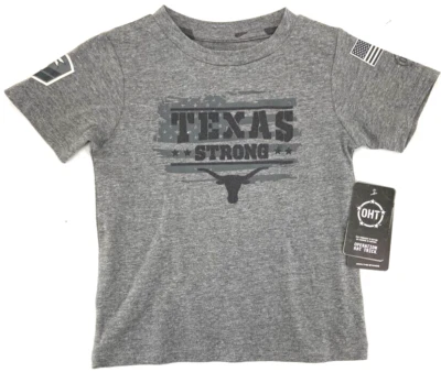 NEW Texas Longhorns Strong Colosseum OHT SS Grey USA Flag Shirt Toddler 3T - Image 1 of 4