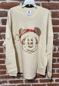 NWT Adult Large Disney Sequined Disneyland Holiday Spirit Jersey Santa Mickey - Picture 1 of 7