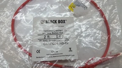 Black Box C6APC28-RD-02 Slim-Net Cat.6a Patch Cable 500 MHz Booted-Red, 2 Ft - Image 1 of 4