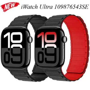 Magnetic Silicone Strap for Apple Watch Band 46mm 38-49mm iwatch 10 9 8 76 Ultra - Picture 1 of 49