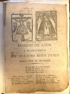 PLIEGO DE CORDEL,FINEZAS DE AMOR Y MISERICORDIA,ed. Valladolid, ca. 1800 - Picture 1 of 3