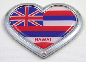 Hawaii HEART Flag Chrome Emblem Car Decal 3D Sticker Badge Bumper Hawaiian - Imagen 1 de 1