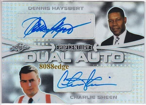 2019 POP CENTURY DUAL AUTO: DENNIS HAYSBERT/CHARLIE SHEEN-AUTOGRAPH MAJOR LEAGUE - Picture 1 of 2