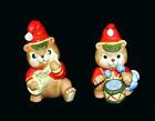 2 VTG Russ Christmas Musical Drummer Guitar Santa Hat Music Bears Mini Figurines