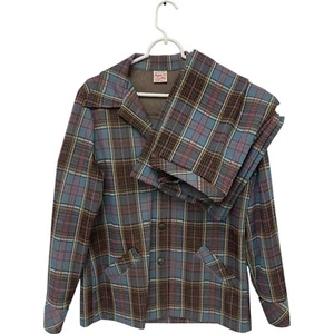 Jane Colby Set 2 Pezzi Blazer Pantaloni Tuta Vintage Discoteca Plaid Tempo Libero 13/14 15/16 - Foto 1 di 18