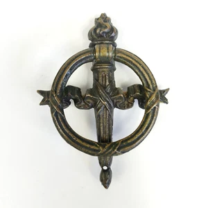 2PCS Vintage Brass Torch Ribbon Cross Drawer Cabinet Drop Ring Pulls Handles - Picture 1 of 13