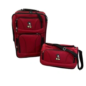 Vintage Mickey Mouse Suitcase & Matching Carry On Bag Luggage - Picture 1 of 17