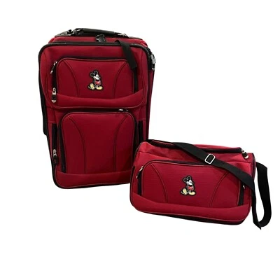 Vintage Mickey Mouse Suitcase & Matching Carry On Bag Luggage - Image 1 of 4