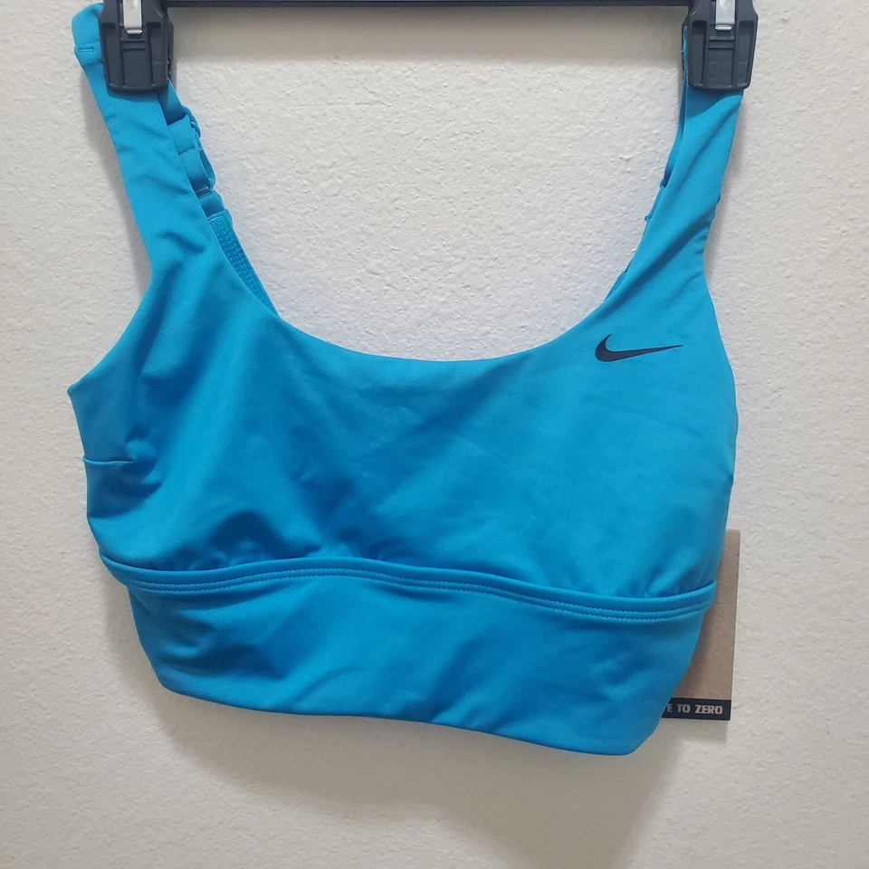 Nike Swim NESSA229 Women's Midini Bikini Top Size S Bright Blue Bathing Suit