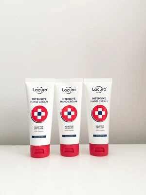 Aldi Lacura Intensive Hand Cream Relieves Dry Hands 75ml X 3 Tubes New