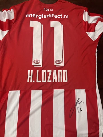NWT Umbro PSV Eindhoven 2017/2018 Home Jersey Hirving Lozano Mexico Autographed Cover