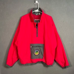 Vintage Ocean Pacific Neon Pink Gray Nylon Pullover Windbreaker Jacket One Size - Picture 1 of 14