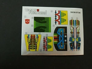 TRANSFORMERS G1 AUTOBOT SPRINGER STICKER SHEET US SELLER AS1 - Picture 1 of 1