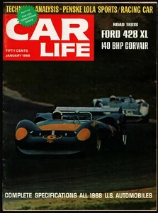 JANUARY 1968 CAR LIFE MAGAZINE, PENSKE LOLA-CHEVROLET, FORD 428 XL, CORVAIR - Picture 1 of 1