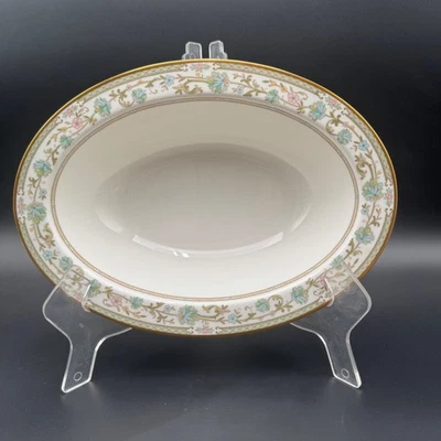 Noritake Sakura Oval Vegetable Serving Bowl 9704 Japan Gold Trim Floral Rim VTG - Image 1 of 4