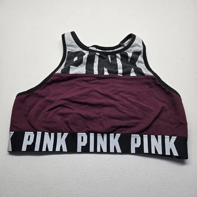 Victoria's Secret PINK Women Sports Bra Large Red CROP Wireless Pullover - Image 1 of 4