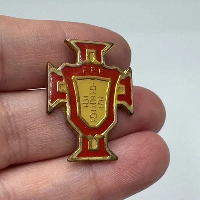 Vintage Portugal FPF Football Federation Cross Crest Lapel Pin Soccer World Cup - Image 1 of 4
