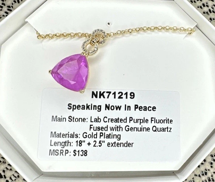 Bomb Party NK71219 Speaking Now In Peace Necklace LC Purple Fluorite Quartz Gold - Image 1 of 1