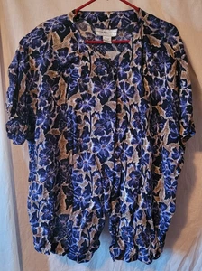 Blusa para mujer Maggie Lawrence talla grande 26/28 flores con botones manga corta - Imagen 1 de 4