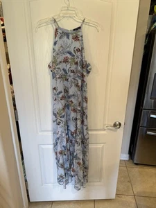 MISS ME women’s blue floral Island Fever Maxi Dress w side cut out sz medium - Picture 1 of 9